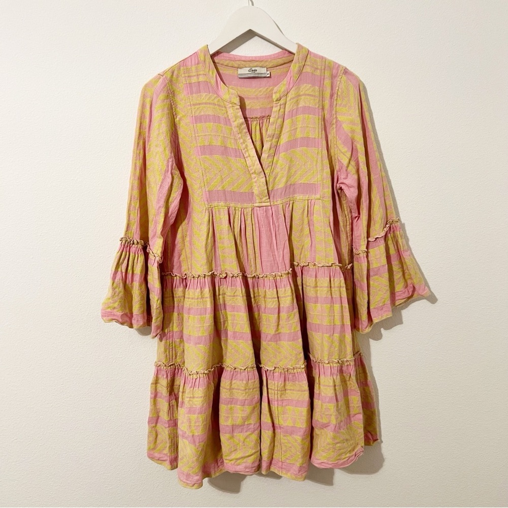 Devotion Twins Ella Dress Yellow Pink Grecian Dress Anthropologie Size Small S